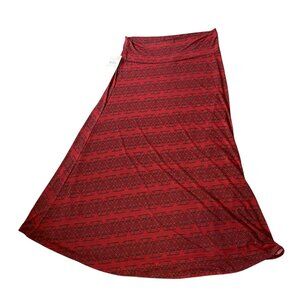 NWT Red & Black Geometric Print Maxi Skirt 3XL
